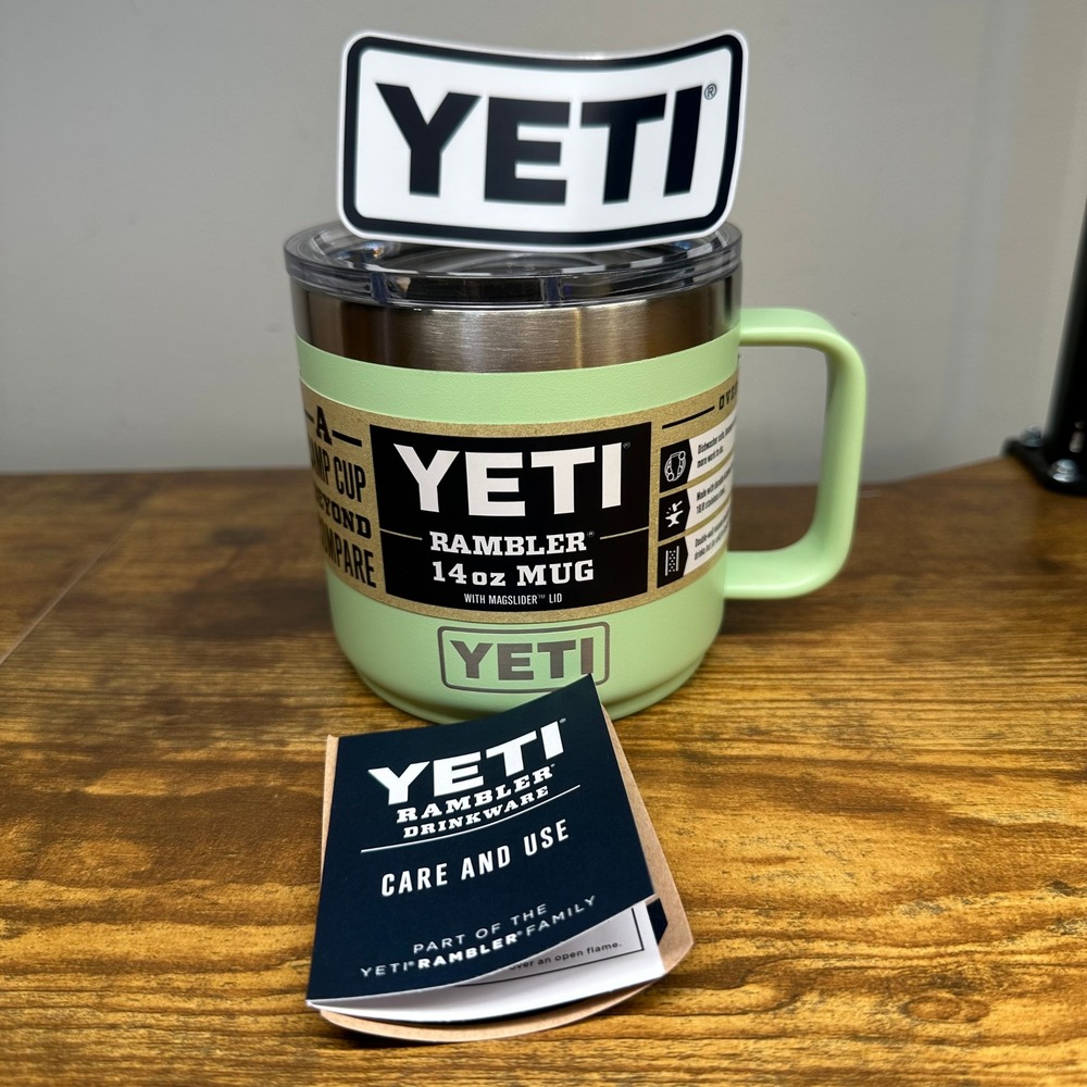 YETI Rambler 14 oz Mug Seafoam Green Stainless Steel Vacuum Insulated MagSlider